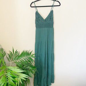 Illa Illa NWT Forest Green Lace Top Wide Leg Boho Jumpsuit L